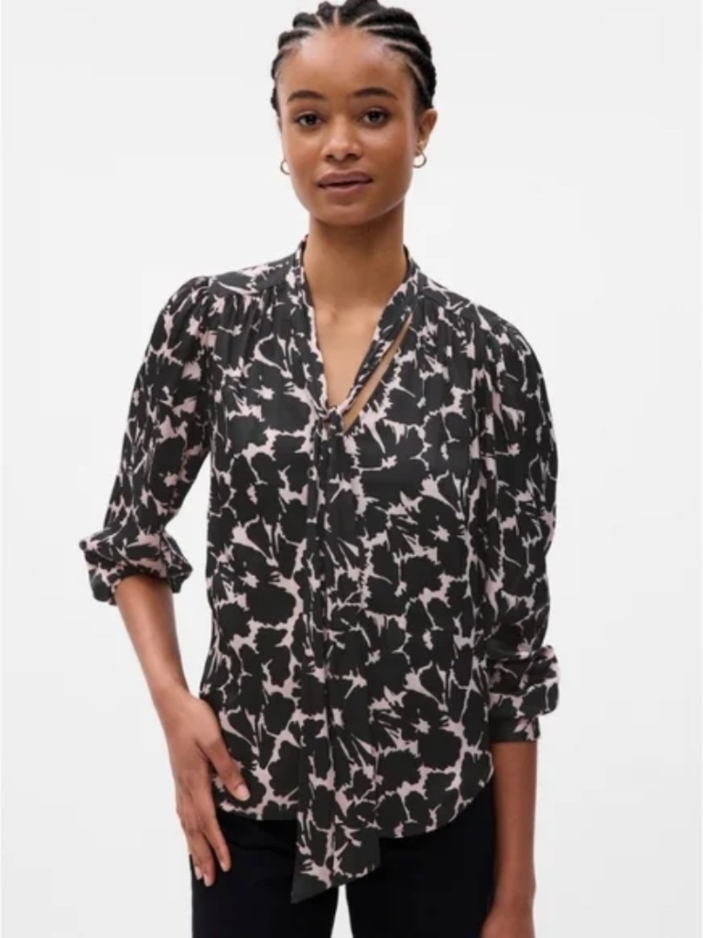 Gap Satin Tie-neck Blouse Floral Print Small Worn Once